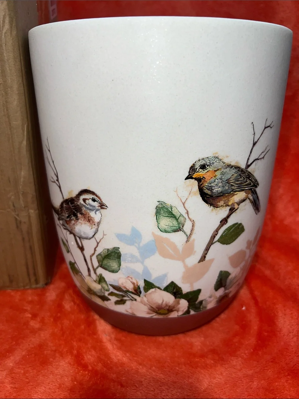 NIB Love Nest By Avanti - Bird Print Ceramic Trash Can - bedroom/Bathroom